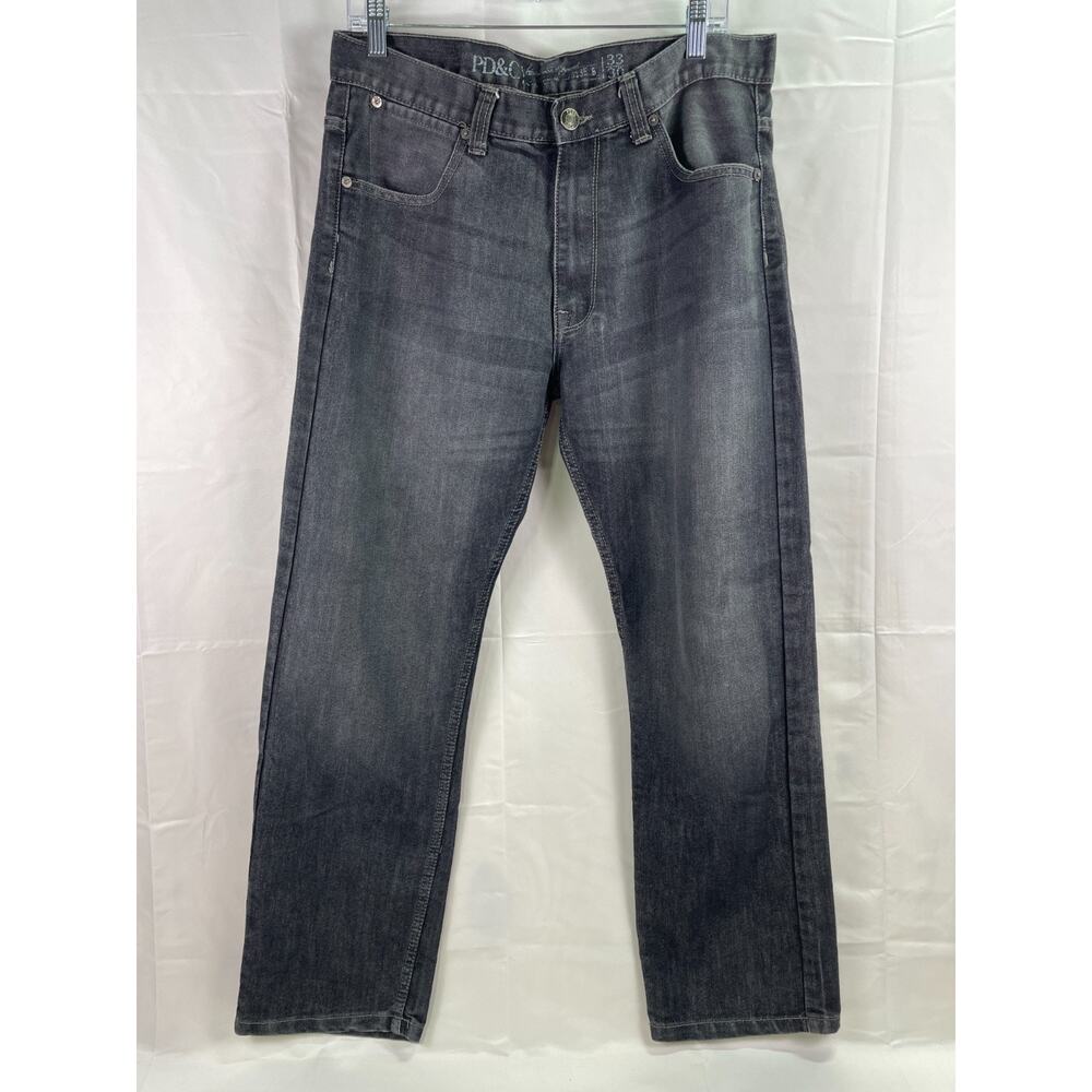 Pd&c Men's Denim Dark Wash Straight Leg Stretch Regular Ankle Jeans Size 33x30